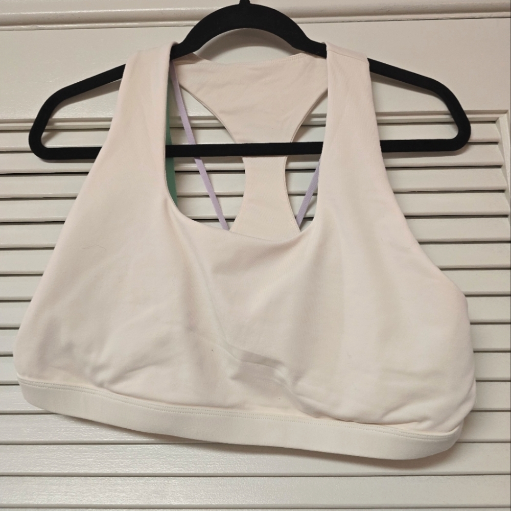 Fabletics - Cream/Purple/Green Sports Workout Athletic Activewear Bra